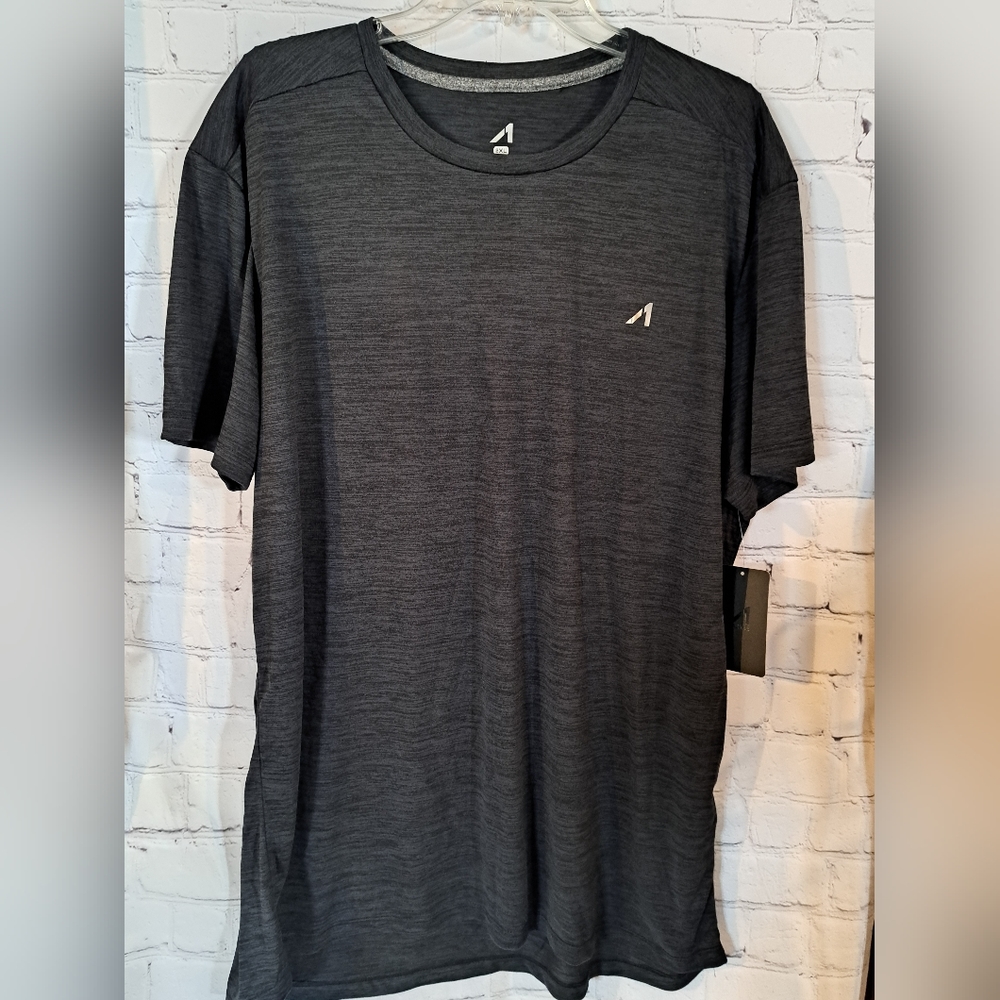 Mens New 2XL Alive brand grey black moisture wicking t-shirt